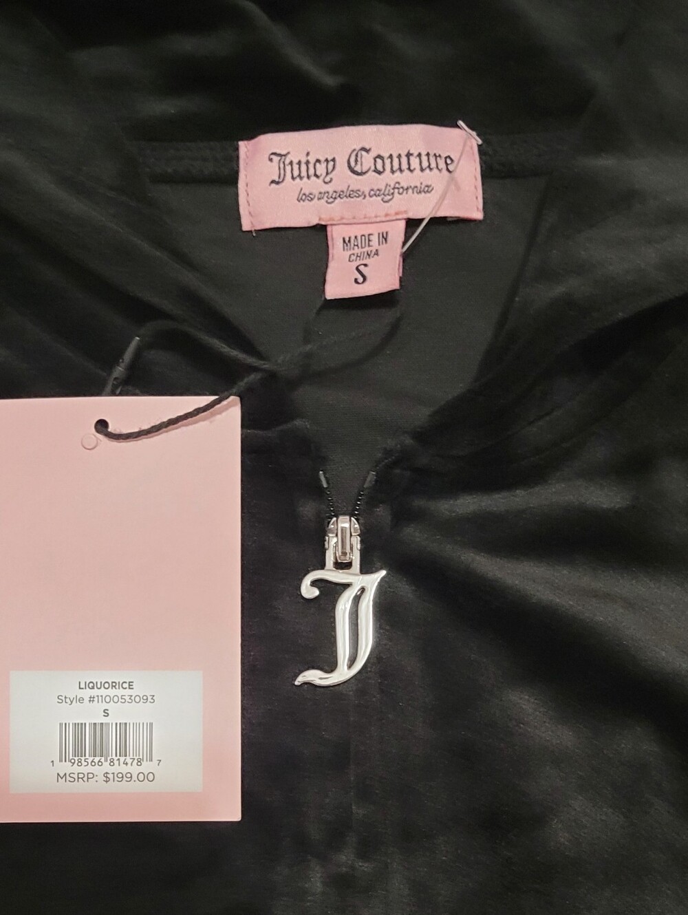 Juicy Couture Liquorice Black Velour Zip Hoodie & Pants Set - S - Picture 5 of 6